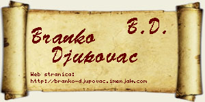 Branko Đupovac vizit kartica